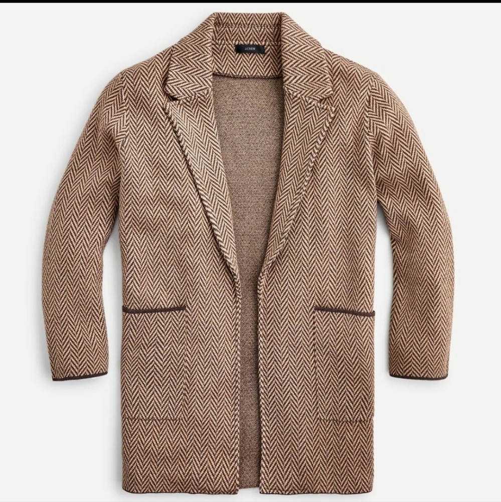 J.Crew Sophie Open- Front Sweater Blazer In Chevr… - image 1